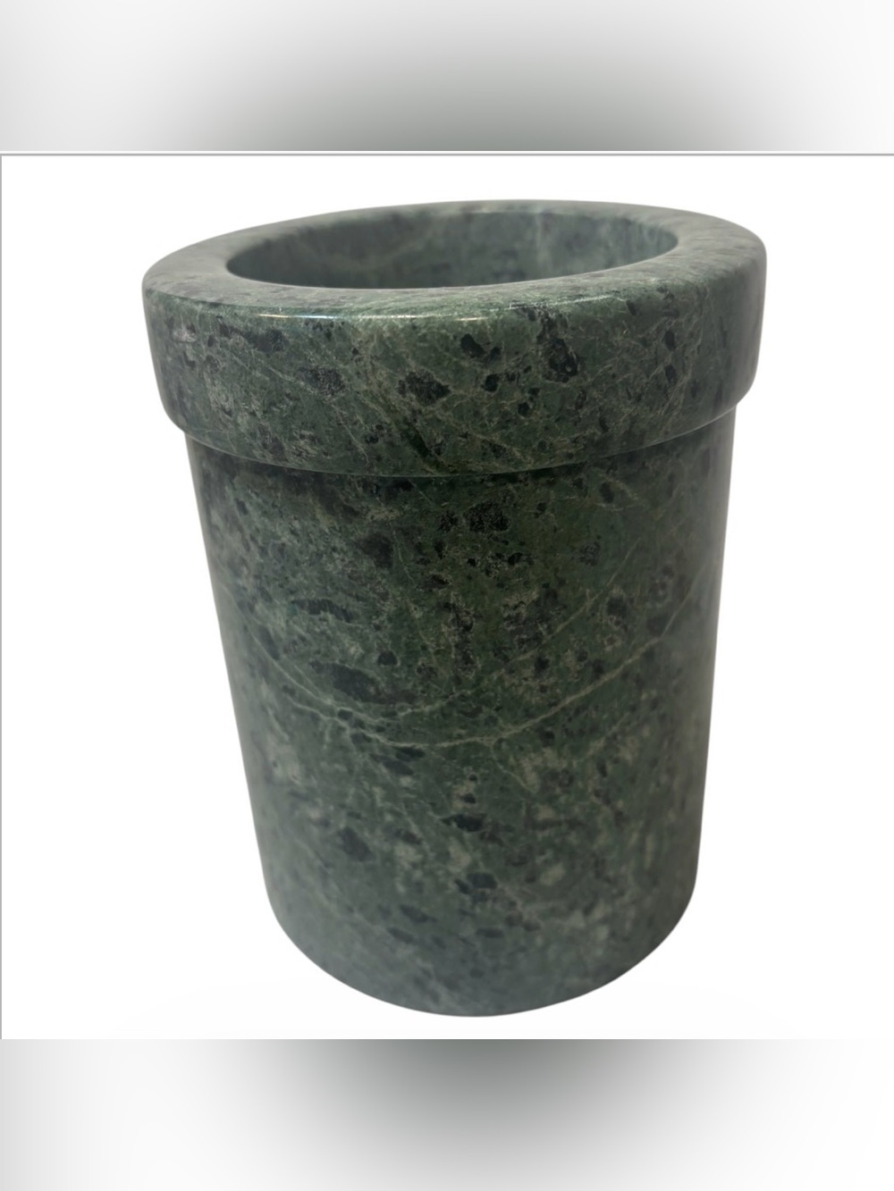 Vintage Green Marble Wine Chiller Cooler Utensil Holder Heavy Stone Crock 6"